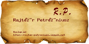 Rajtár Petróniusz névjegykártya